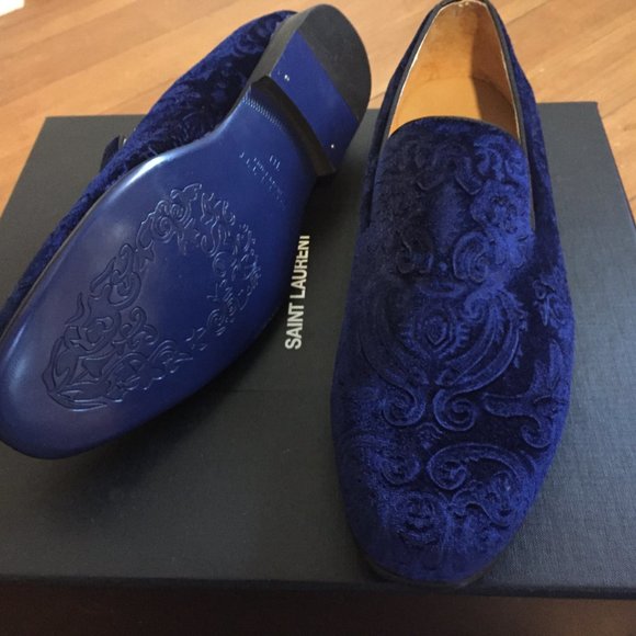 New Moretti Black Label Blue Velvet Loafers Sz 10 main image 10
